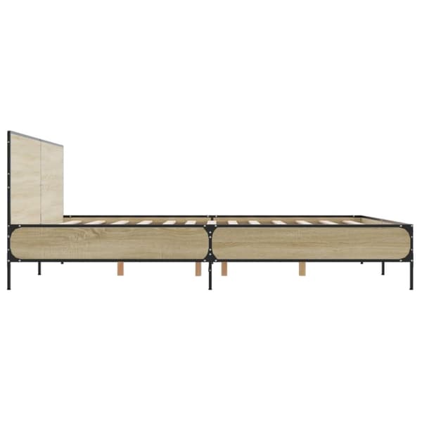 vidaXL Sängynrunko Sonoma-tammi 200x200 cm tekninen puu ja metalli