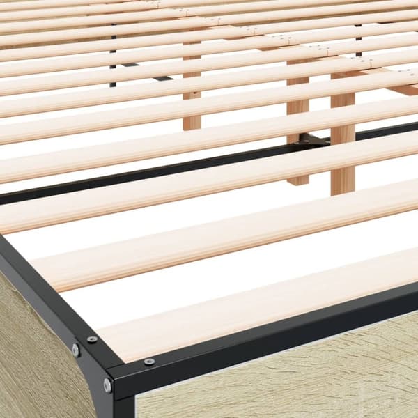 vidaXL Sängynrunko Sonoma-tammi 200x200 cm tekninen puu ja metalli