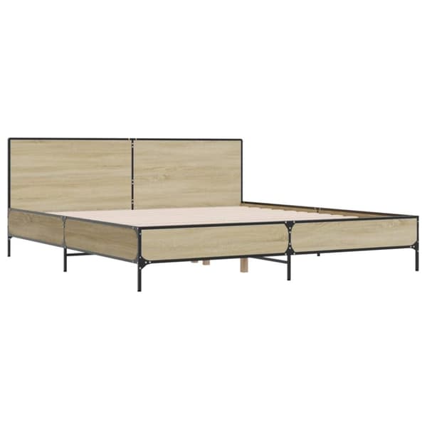 vidaXL Sängynrunko Sonoma-tammi 200x200 cm tekninen puu ja metalli