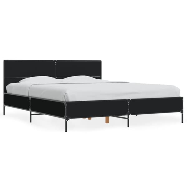 vidaXL Sängynrunko musta 160x200 cm tekninen puu ja metalli