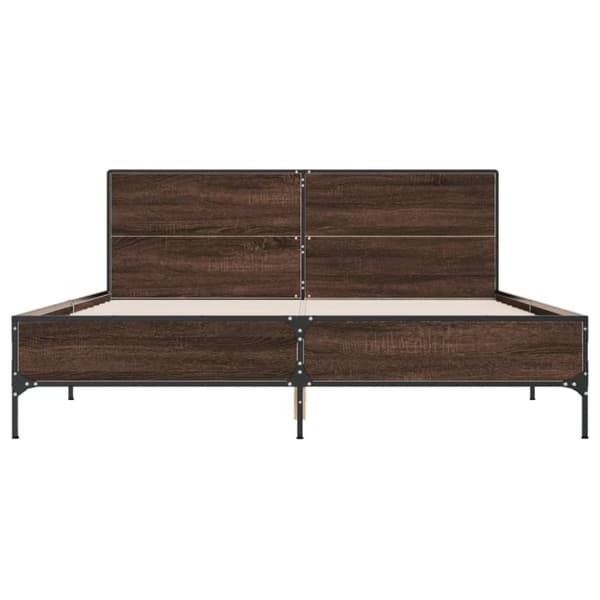 vidaXL sengestel 160x200 cm konstrueret træ og metal brun egetræ