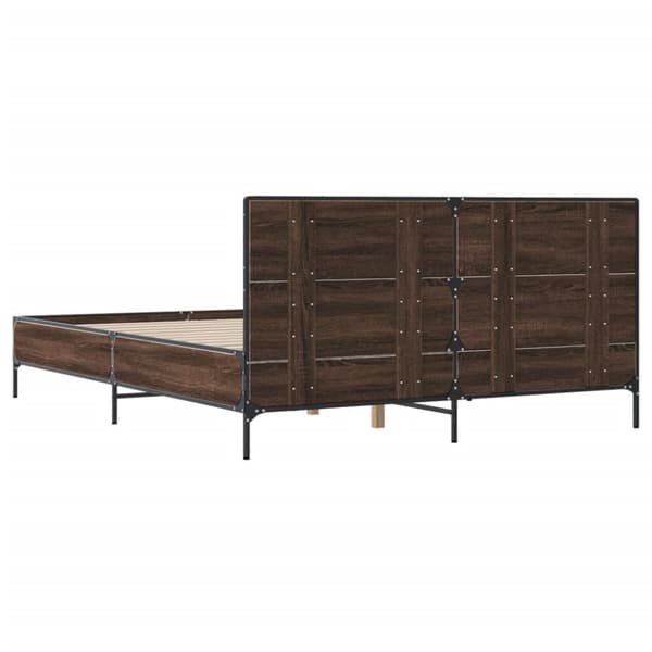 vidaXL sengestel 160x200 cm konstrueret træ og metal brun egetræ