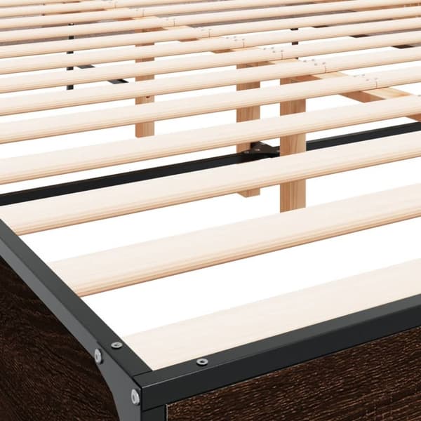 vidaXL sengestel 160x200 cm konstrueret træ og metal brun egetræ