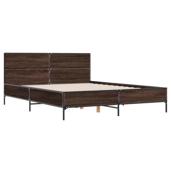 vidaXL sengestel 160x200 cm konstrueret træ og metal brun egetræ