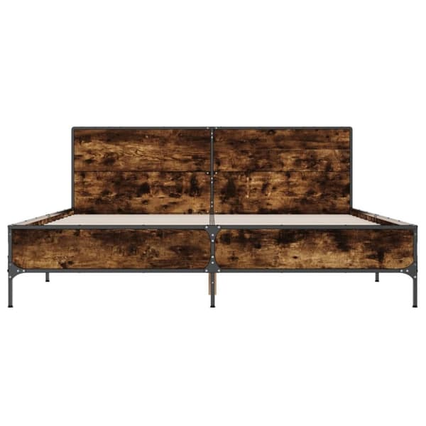 vidaXL Sängynrunko savutammi 120x190 cm tekninen puu ja metalli