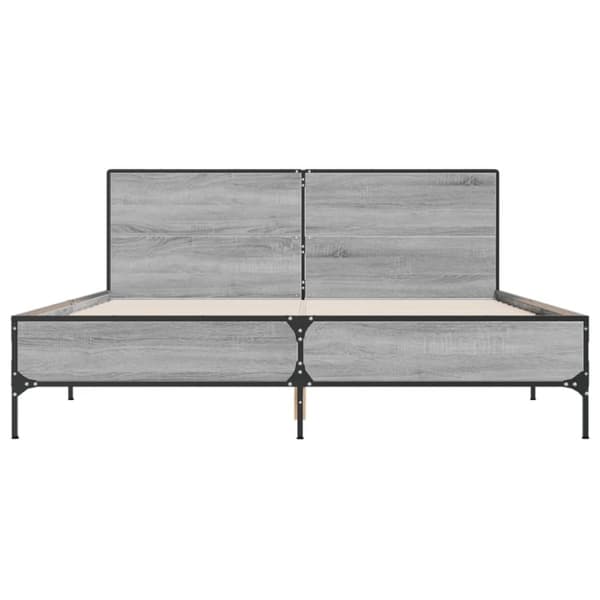 vidaXL Sengeramme grå sonoma 150x200 cm konstruert tre og metall