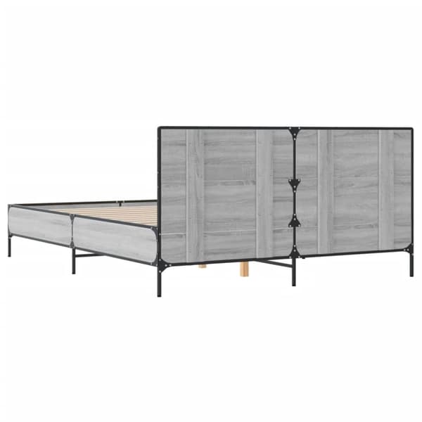 vidaXL Sengeramme grå sonoma 150x200 cm konstruert tre og metall