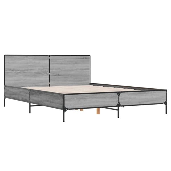 vidaXL Sengeramme grå sonoma 150x200 cm konstruert tre og metall