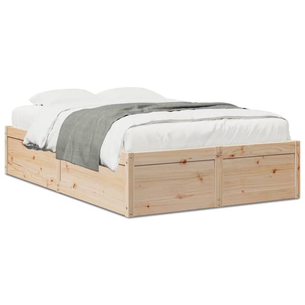 vidaXL sengeramme uden madras 135x190 cm massivt fyrretræ hvid