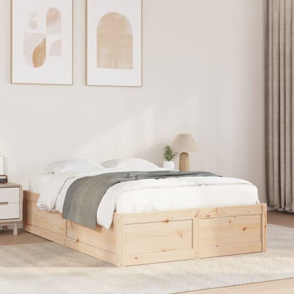 vidaXL sengeramme uden madras 135x190 cm massivt fyrretræ hvid