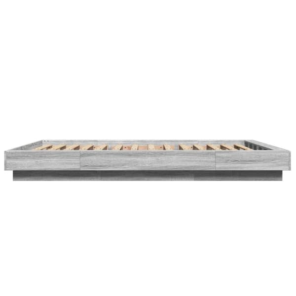 vidaXL Sengeramme med LED-lys grå sonoma 120x200 cm konstruert tre