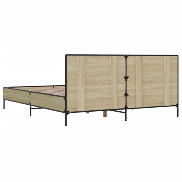 vidaXL Sengeramme sonoma eik 140x200 cm konstruert tre og metall