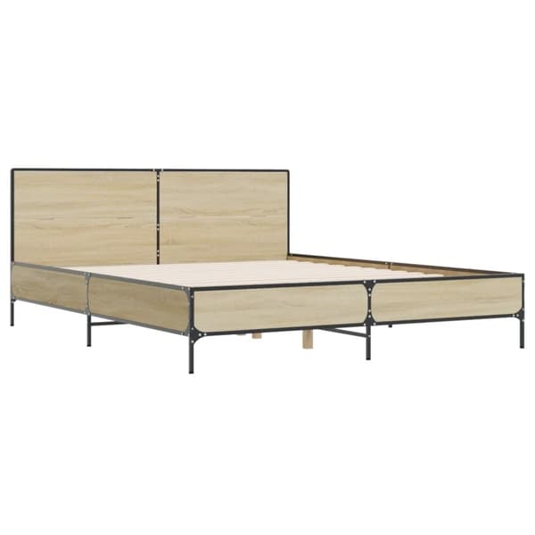 vidaXL Sengeramme sonoma eik 140x200 cm konstruert tre og metall