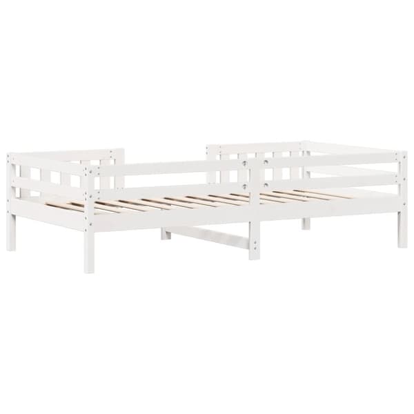 vidaXL Sängynrunko ilman patjaa valkoinen 100x200 cm täysi mänty
