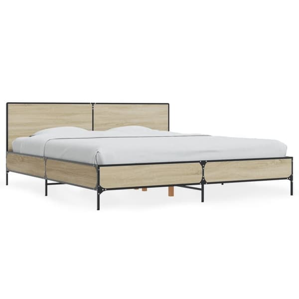 vidaXL Sengeramme sonoma eik 180x200 cm konstruert tre og metall