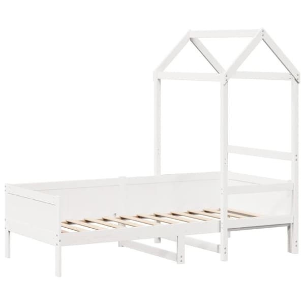 vidaXL Dagseng med tak hvit 90x190 cm heltre furu