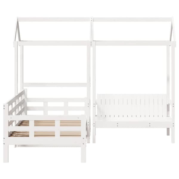 vidaXL Sett med dagseng og benk med tak hivt 90x200 cm heltre furu