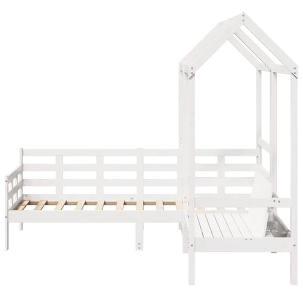 vidaXL Sett med dagseng og benk med tak hivt 90x200 cm heltre furu
