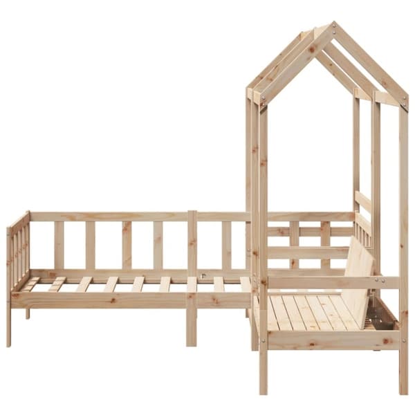 vidaXL Sett med dagseng og benk med tak 90x190 cm heltre furu