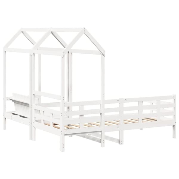 vidaXL husseng med bænk 90x200 cm massivt fyrretræ hvid