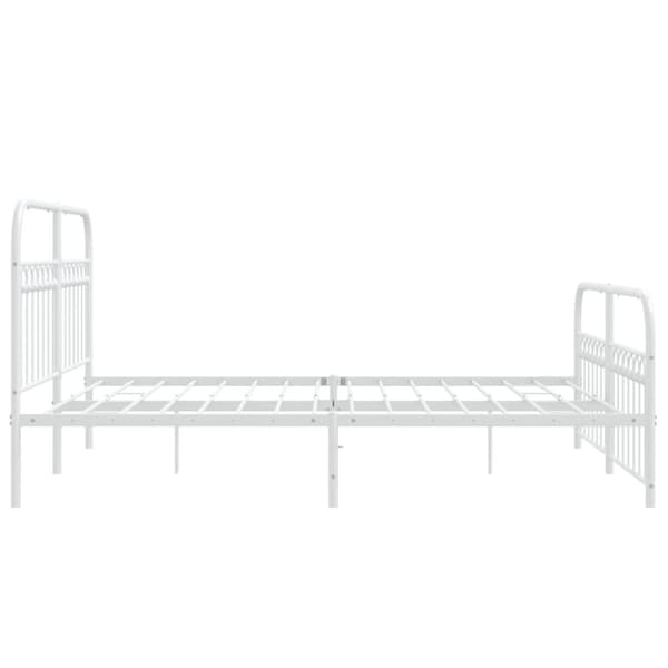 vidaXL sengeramme med sengegavl og fodgærde 160x200 cm metal hvid