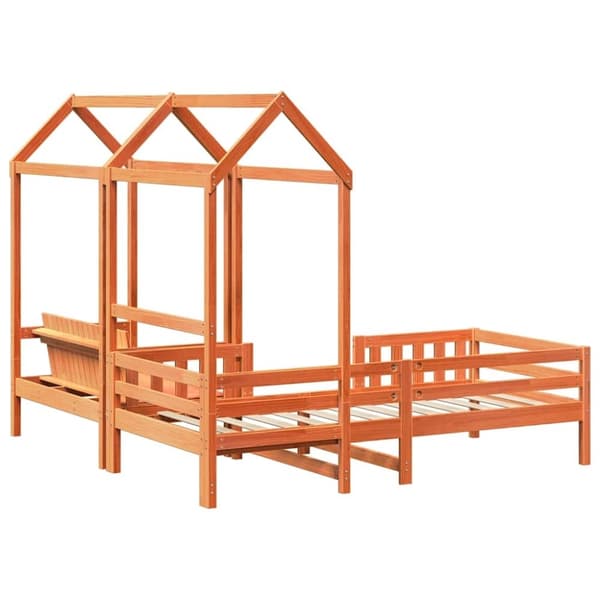 vidaXL husseng med bænk 75x190 cm massivt fyrretræ gyldenbrun