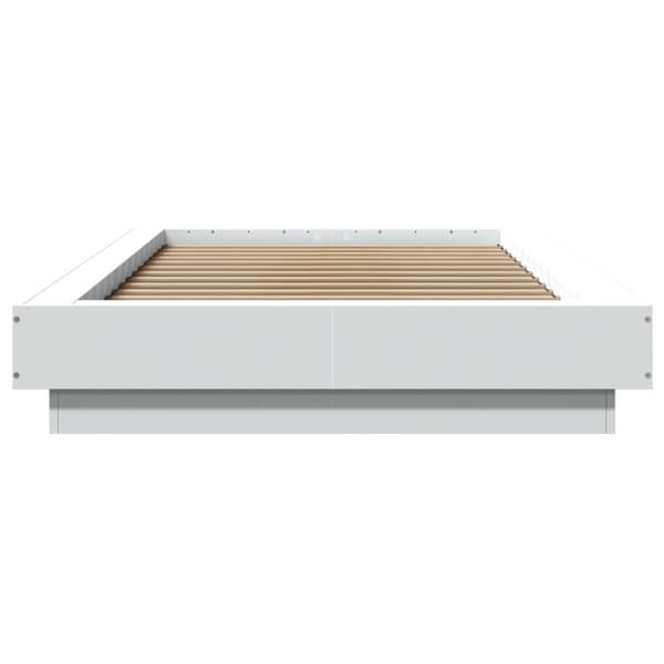 vidaXL Sängynrunko LED-valoilla valkoinen 90x200 cm täysi puu
