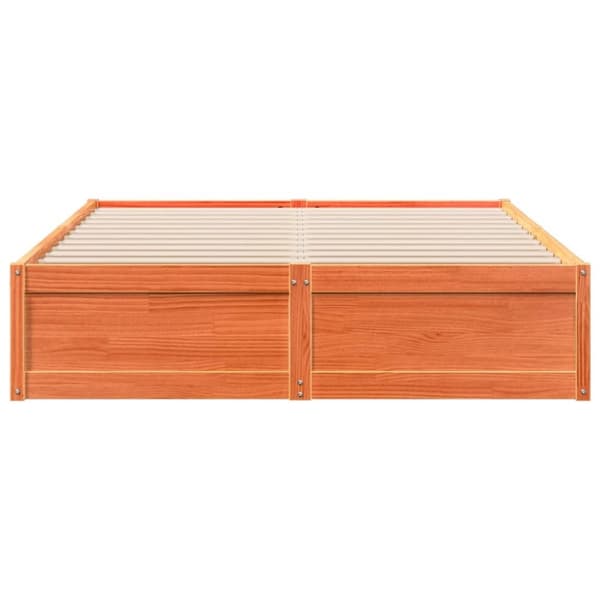 vidaXL Sängynrunko ilman patjaa vahanruskea 160x200 cm täysi mänty