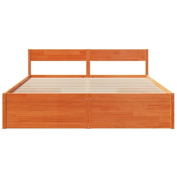 vidaXL Sengeramme uten madrass voksbrun 200x200 cm heltre furu