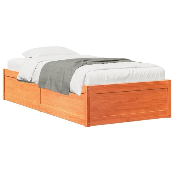vidaXL Sengeramme uten madrass voksbrun 75x190 cm heltre furu