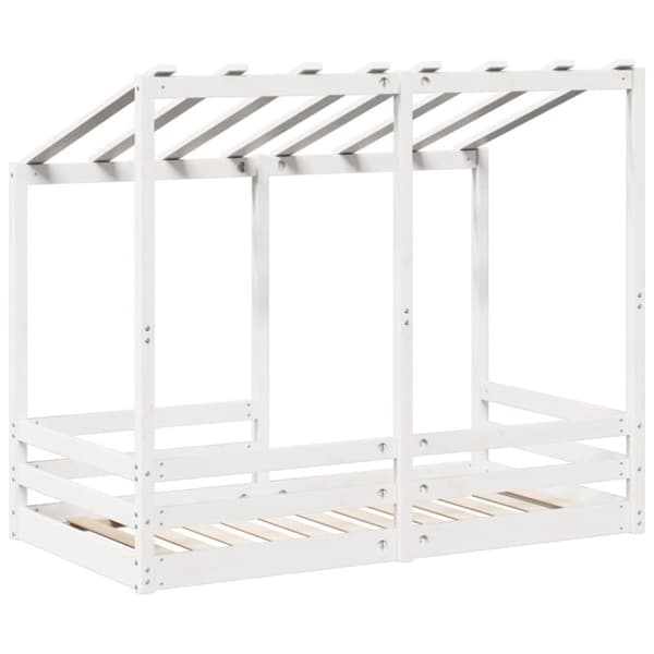vidaXL Barnsäng med tak vit 80x160 cm massiv furu
