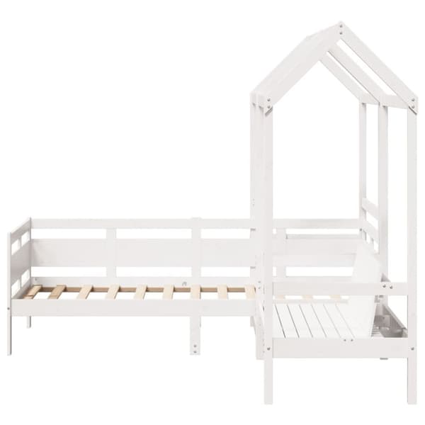 vidaXL husseng med bænk 90x200 cm massivt fyrretræ hvid
