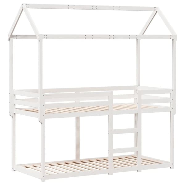 vidaXL køjeseng med tag 75x190 cm massivt fyrretræ hvid