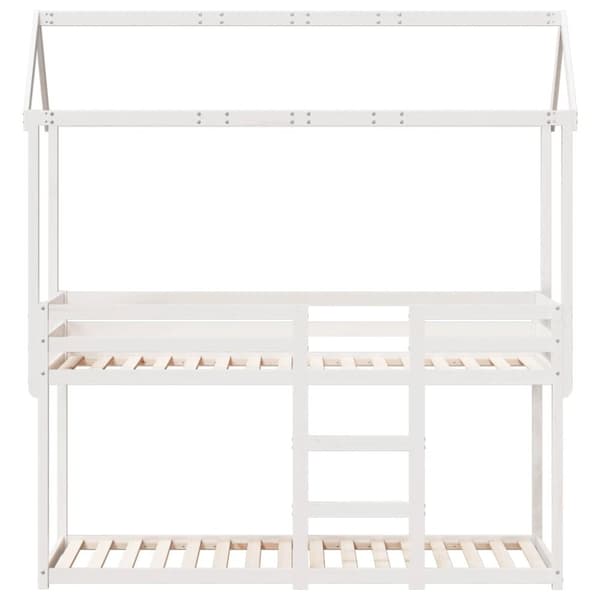vidaXL køjeseng med tag 75x190 cm massivt fyrretræ hvid