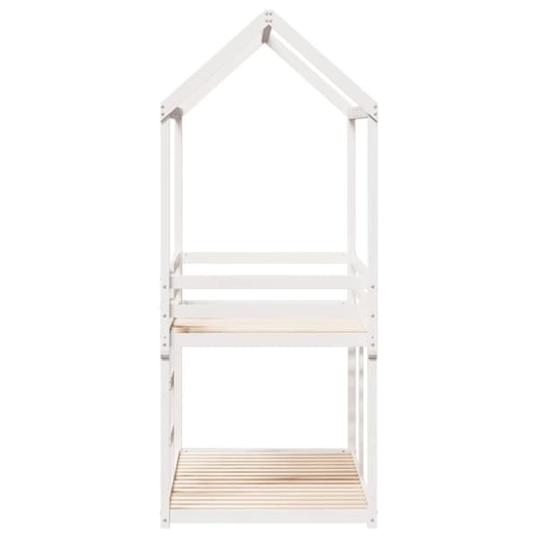 vidaXL køjeseng med tag 75x190 cm massivt fyrretræ hvid