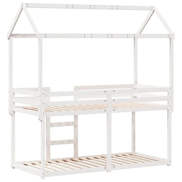 vidaXL køjeseng med tag 75x190 cm massivt fyrretræ hvid