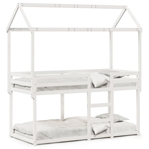 vidaXL køjeseng med tag 75x190 cm massivt fyrretræ hvid