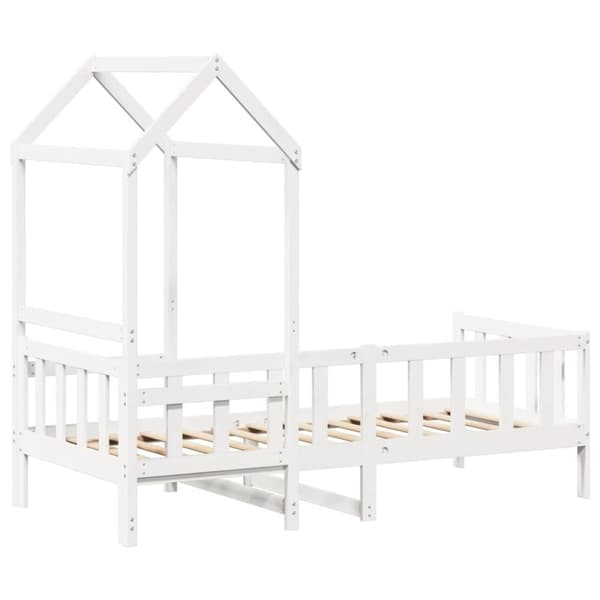 vidaXL daybed med tag 90x190 cm massivt fyrretræ hvid