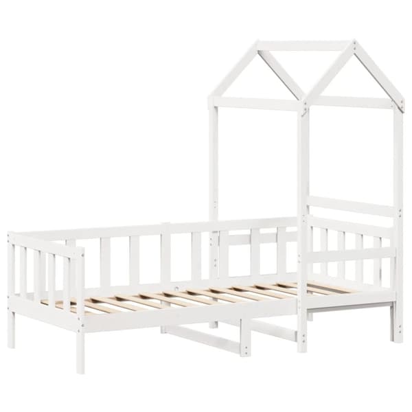 vidaXL daybed med tag 90x190 cm massivt fyrretræ hvid