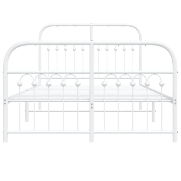 vidaXL sengeramme med sengegavl og fodgærde 120x190 cm metal hvid