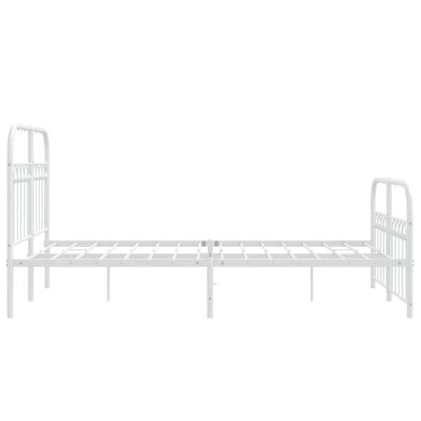 vidaXL sengeramme med sengegavl og fodgærde 120x190 cm metal hvid