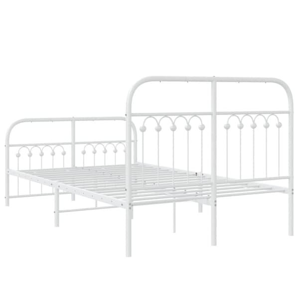 vidaXL sengeramme med sengegavl og fodgærde 120x190 cm metal hvid