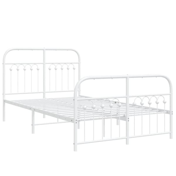 vidaXL sengeramme med sengegavl og fodgærde 120x190 cm metal hvid