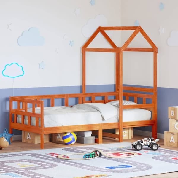 vidaXL husseng 90x200 cm massivt fyrretræ gyldenbrun