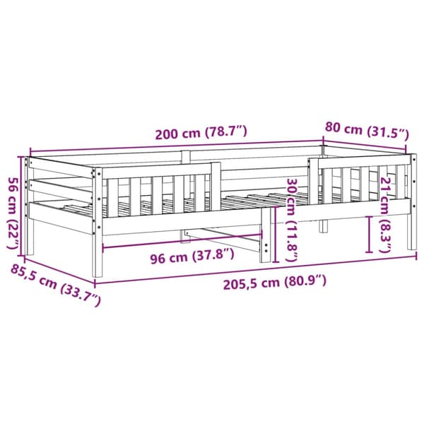 vidaXL sengeramme 80x200 cm massivt fyrretræ gyldenbrun