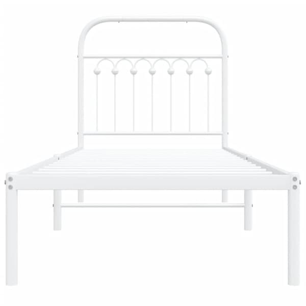 vidaXL sengeramme med sengegavl 75x190 cm metal hvid