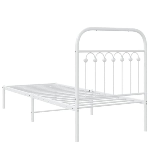 vidaXL sengeramme med sengegavl 75x190 cm metal hvid