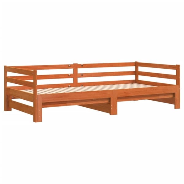 vidaXL Uttrekkbar dagseng voksbrun 80x200 cm heltre furu