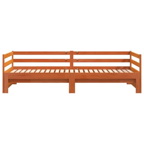 vidaXL Uttrekkbar dagseng voksbrun 80x200 cm heltre furu