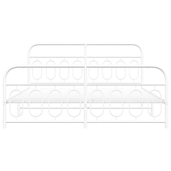 vidaXL Sengeramme i metall med hode- og fotgavl hvit 160x200 cm